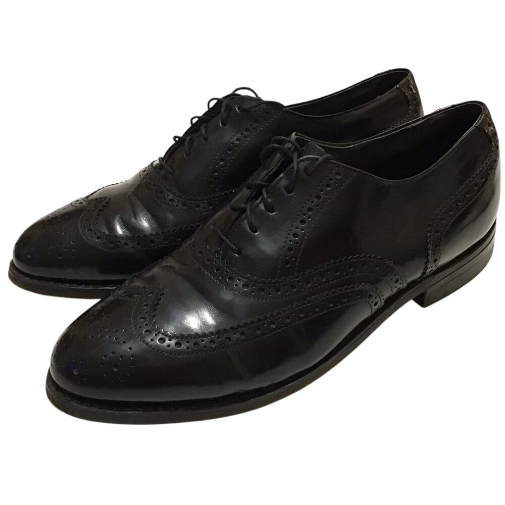 Hanover Leather Mens 9.5 EEE/E Shoes Black Wingtip Brogue Oxford Lace
